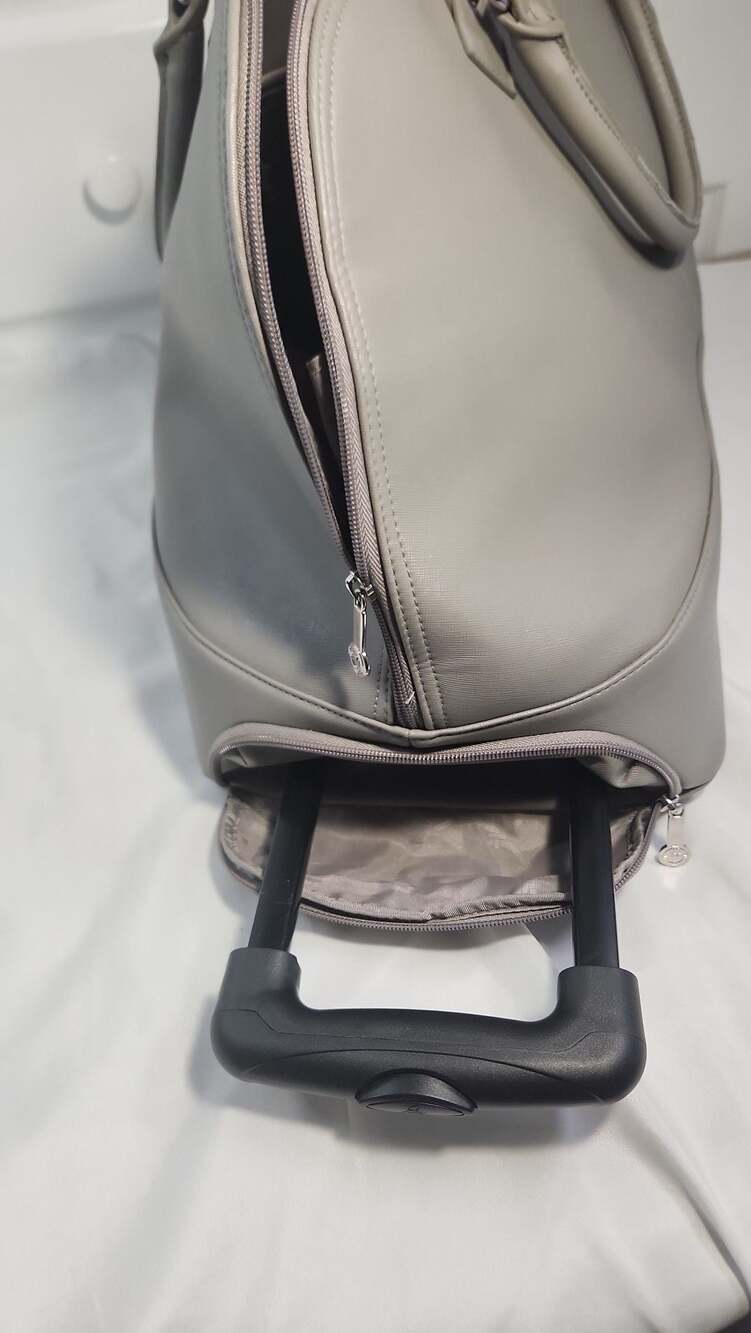 JM New York Grey Saffiano Rolling Duffel Weekender Bag - Picture 4 of 6